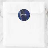 Sticker Rond Bleu & Or Agate Glam moderne Mariage minimal (Sac)