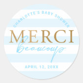 Sticker Rond Bleu Or Grandes Bleues Merci Beaucoup (Devant)