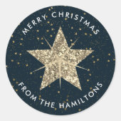 Sticker Rond Bleu & Or | L'étoile de Noël (Devant)