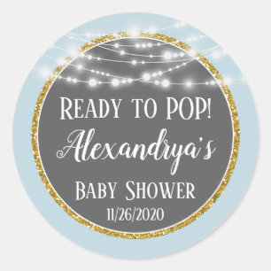 Sticker Rond Bleu Or Prêt À Appuyer Sur Baby shower Favoriser T