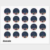 Sticker Rond Bleu orange vibre Botanique rouge (Feuille)