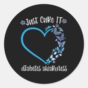 Sticker Rond Bleu papillon juste guérir It Novembre diabète awa