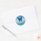 Sticker Rond Bleu Parties scintillant Quinceañera Papillon (Enveloppe)
