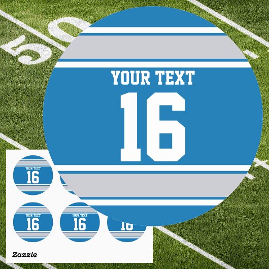 Sticker Rond Bleu personnalisé et bandes de sport argent