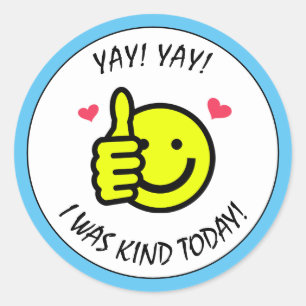 Sticker Rond Bleu Pouce vers le haut Sourire visage Genre École