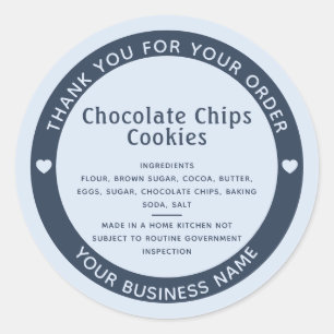 Sticker Rond Bleu Poudre Droit de chalet Ingrédient Cookie Stic