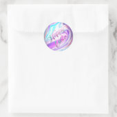 Sticker Rond Bleu pourpre Abstrait Joyeux Pâques (Sac)