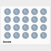 Sticker Rond Bleu Poussiéreux | Chci Initiales Simples (Feuille)