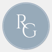 Sticker Rond Bleu Poussiéreux | Chci Initiales Simples (Devant)