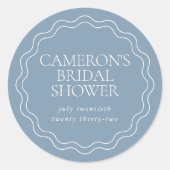 Sticker Rond Bleu poussiéreux | Fête de mariage avec bordure on (Devant)