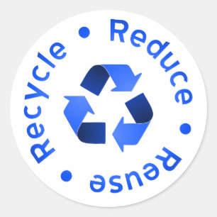 Sticker Rond Bleu Réduire Réutiliser l'autocollant de recyclage