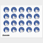 Sticker Rond Bleu requin Anniversaire Favoriser Merci (Feuille)