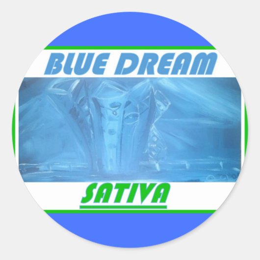 STICKER ROND BLEU RÊVE SATIVA (Devant)