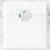 Sticker Rond bleu rose blanc damassé (Sac)