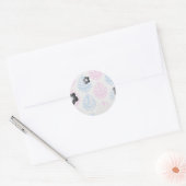 Sticker Rond bleu rose blanc damassé (Enveloppe)