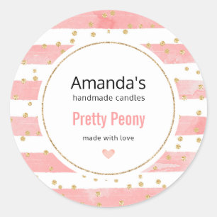 Sticker Rond Bleu rose   Bougie Faux Gold Confetti