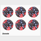 Sticker Rond Bleu rouge frais et Baies pourpres (Feuille)