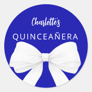 Sticker Rond Bleu royal blanc Quinceanera