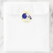 Sticker Rond bleu royal et fleurs blanches or (Sac)