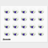 Sticker Rond bleu royal et fleurs blanches verdure (Feuille)