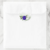 Sticker Rond bleu royal et fleurs blanches verdure (Sac)