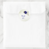 Sticker Rond bleu royal fleurs blanches mariage (Sac)