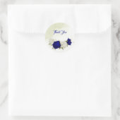 Sticker Rond bleu royal fleurs blanches mariage (Sac)