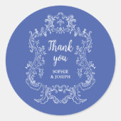 Sticker Rond Bleu royal | Vintage Baroque Frame Mariage (Devant)