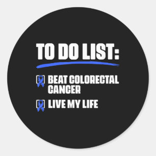 Sticker Rond Bleu Ruban Colon Cancer Survivant Beat Colorectal