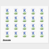 Sticker Rond Bleu ruban fleur Enfants Lutte contre la maltraita (Feuille)