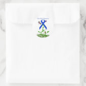 Sticker Rond Bleu ruban fleur Enfants Lutte contre la maltraita (Sac)