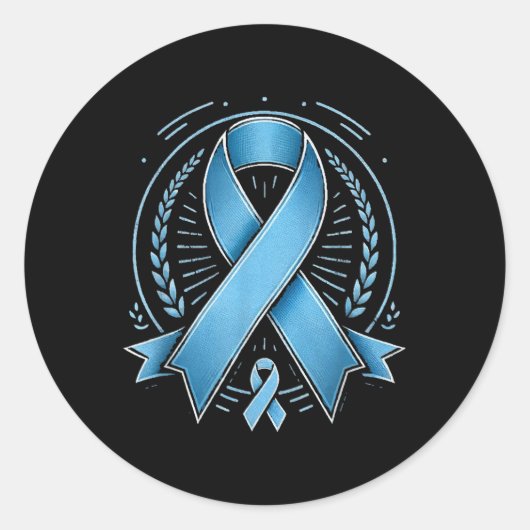 Sticker Rond Bleu Ruban Prostate Cancer Sensibilisation Surviva (Devant)