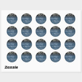 Sticker Rond Bleu Rustique Chaîne Lumières Mariage Favoriser Me (Feuille)