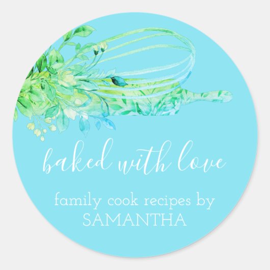 Sticker Rond Bleu Rustique Rolling pin whisky Chef Baker (Devant)