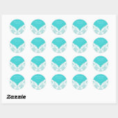 Sticker Rond Bleu sarcelle blanc (Feuille)