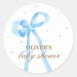 Sticker Rond Bleu simple Polka Baby shower de point