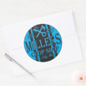 Sticker Rond Bleu SS bandes Hot Rods Logo (Enveloppe)