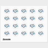 Sticker Rond Bleu sur bâtons de crosse blanc et Motif de coeur (Feuille)