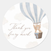 Sticker Rond Bleu Teddy Bear Baby shower à air chaud (Devant)
