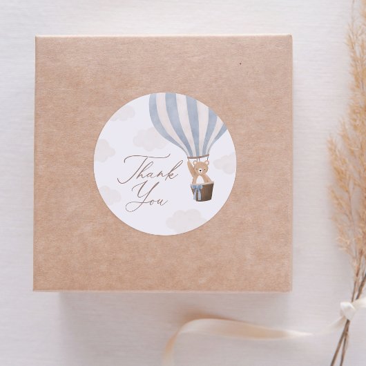 Sticker Rond Bleu Teddy Bear Baby shower à air chaud