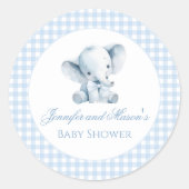 Sticker Rond Bleu Teddy Ours Bow Balloon Baby Garçon Douche (Devant)