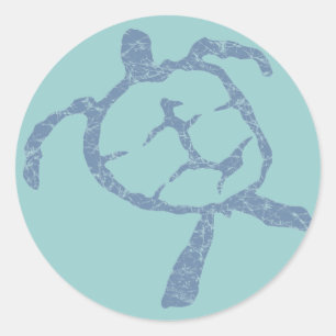 Sticker Rond bleu-tortue