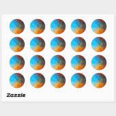 Sticker Rond bleu turquoise, orange et rouge Abstrait (Feuille)