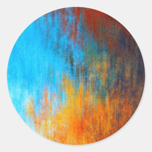 Sticker Rond bleu turquoise, orange et rouge Abstrait (Devant)