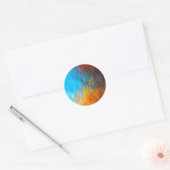 Sticker Rond bleu turquoise, orange et rouge Abstrait (Enveloppe)