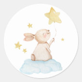 Sticker Rond Bleu Un Lapin Jaune Etoiles Balloon (Devant)