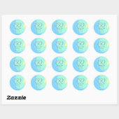 Sticker Rond bleu vert gris 50e anniversaire ajouter nom date r (Feuille)