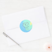 Sticker Rond bleu vert gris 50e anniversaire ajouter nom date r (Enveloppe)