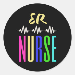 Sticker Rond Bleu Vert Jaune Multi Coloré Er Nurse