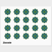 Sticker Rond bleu vert mandala (Feuille)